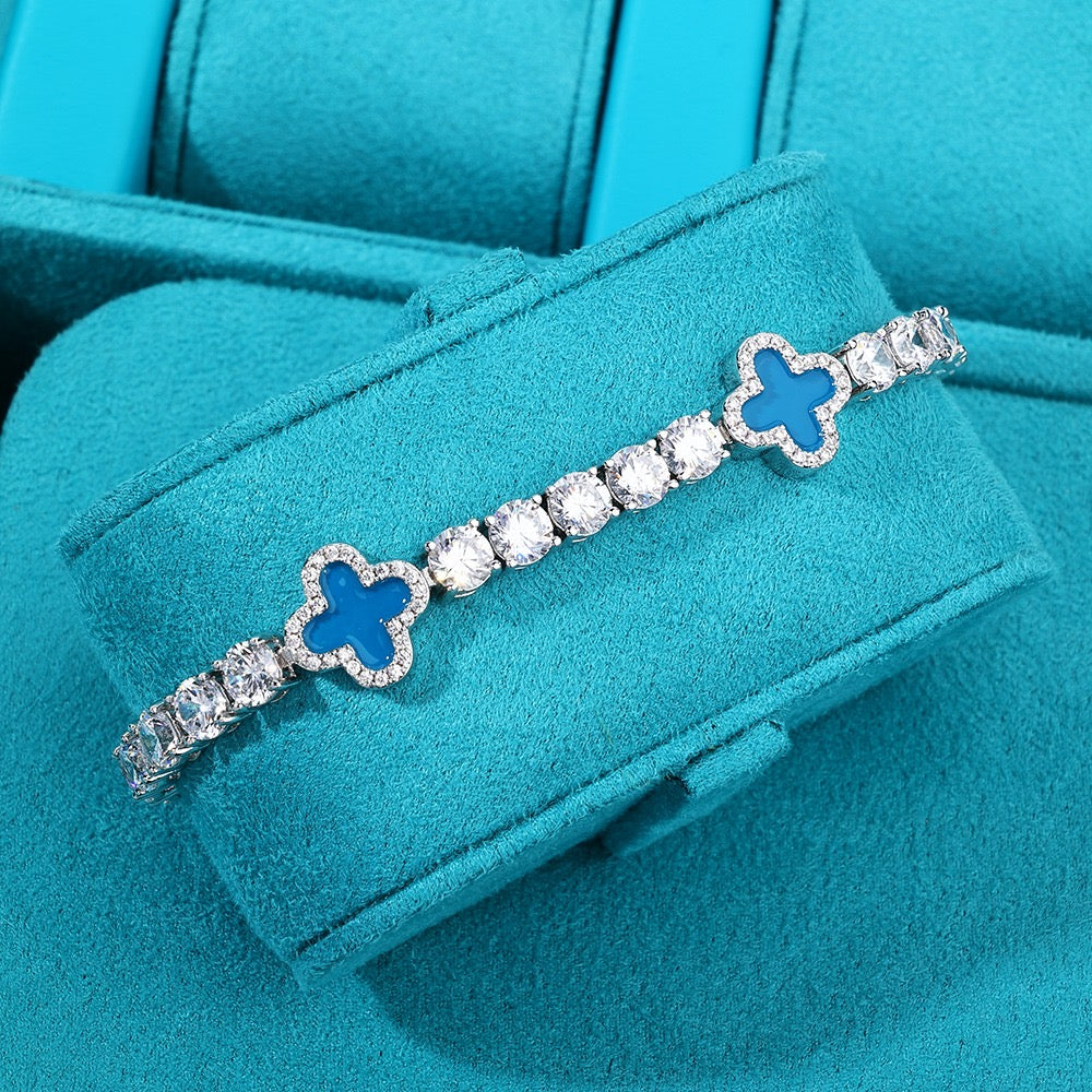 Brazalete VC. blue azul full iced tennis 5 mm whitegold 18k 2025