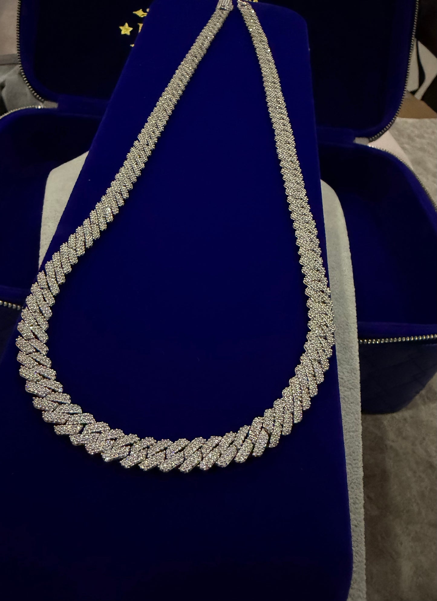 8 mm prong link whitegold chain cadena Fully iced out