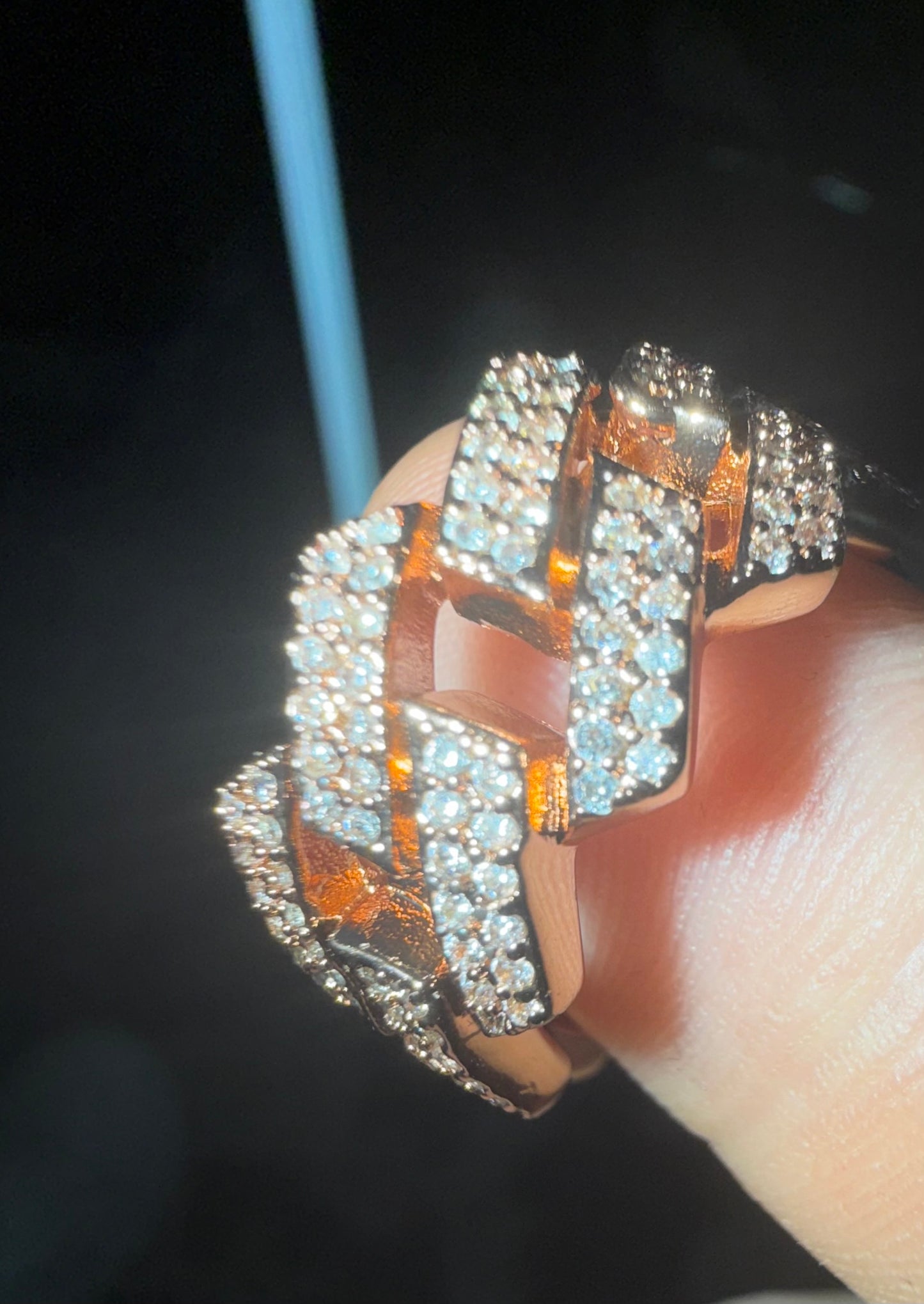 Anillo 15 mm prong link rose gold