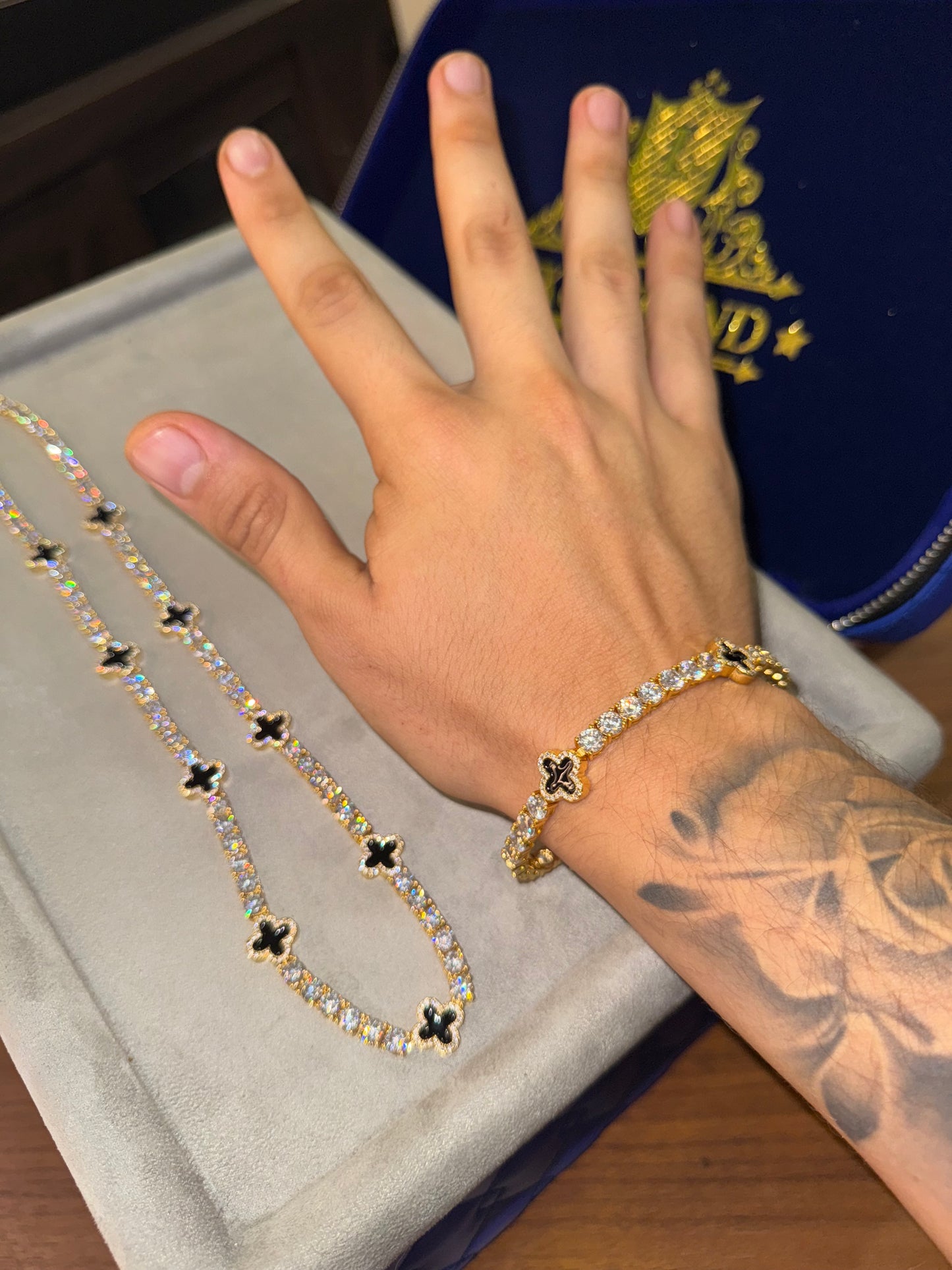 Conjunto tennis VC 4 mm golden plated 18k 22 micras