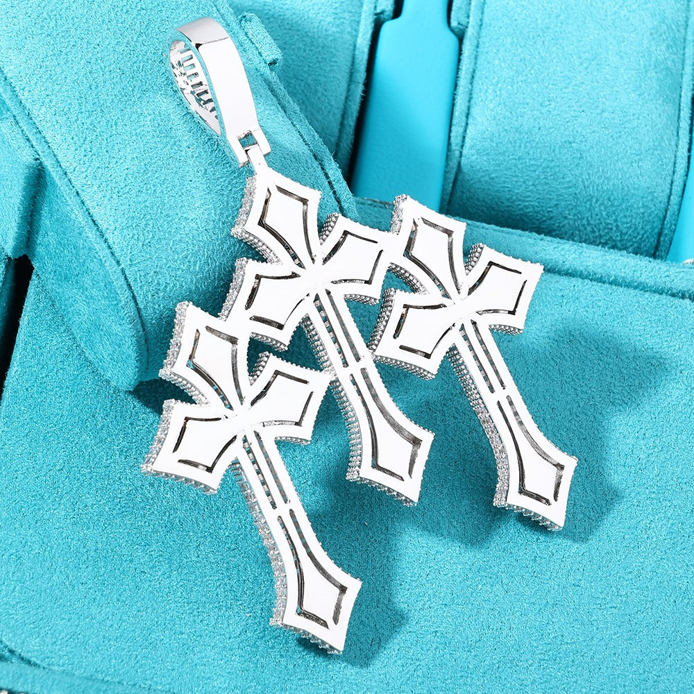 Dije triple cross full iced baguette white gold 2025