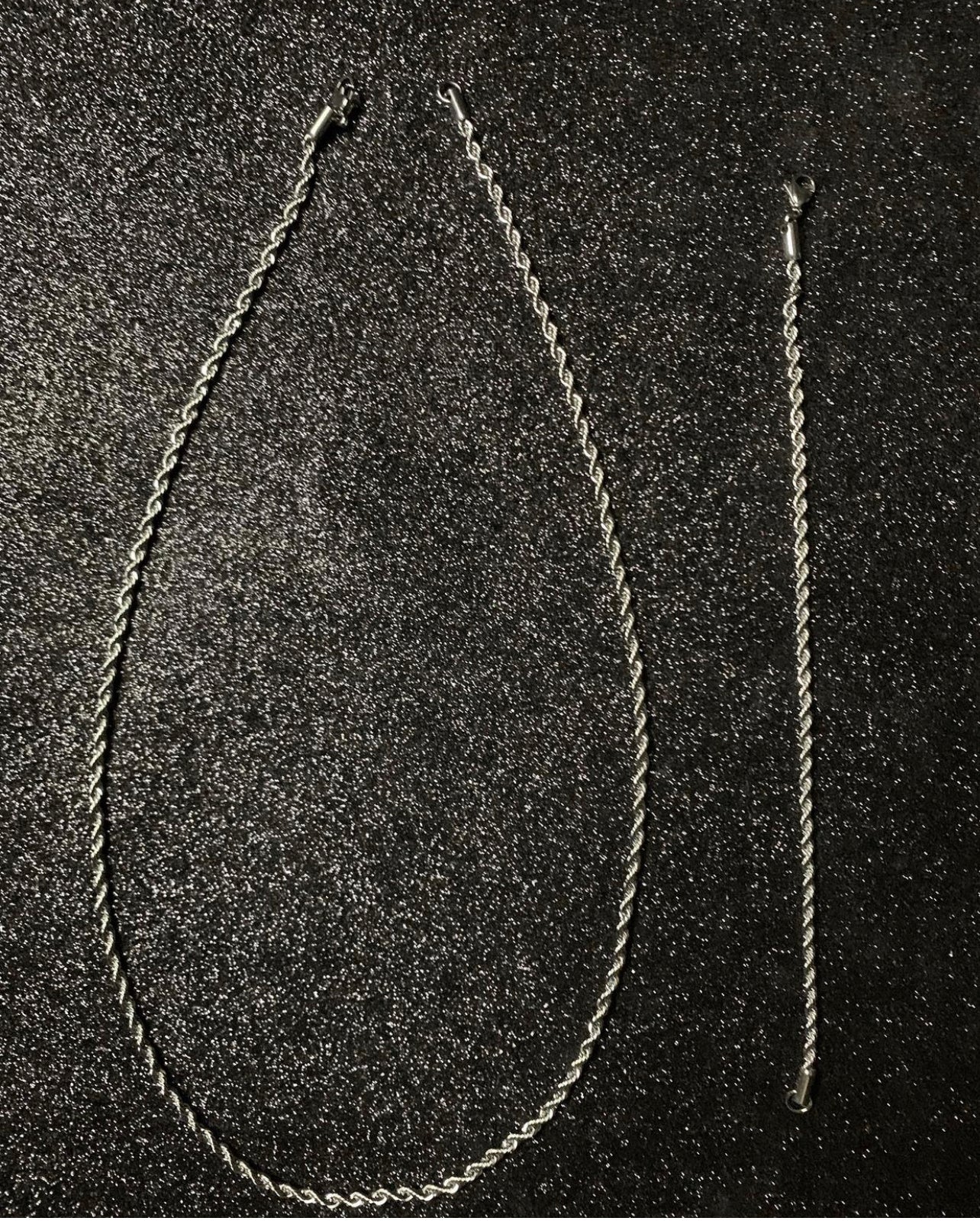 Conjunto cadena y brazalete torzal 2mm, laminado oro 18k