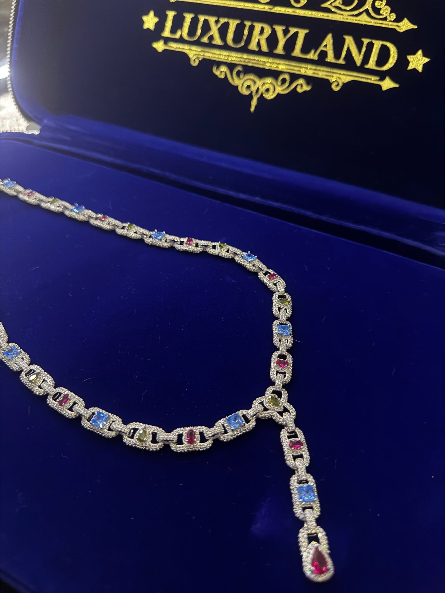 Cadena GANT multigemstone whitegold plated