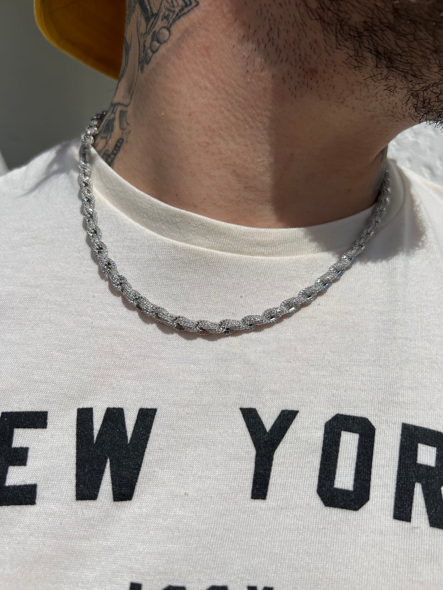 Cadena torzal full iced out 6 mm whitegold