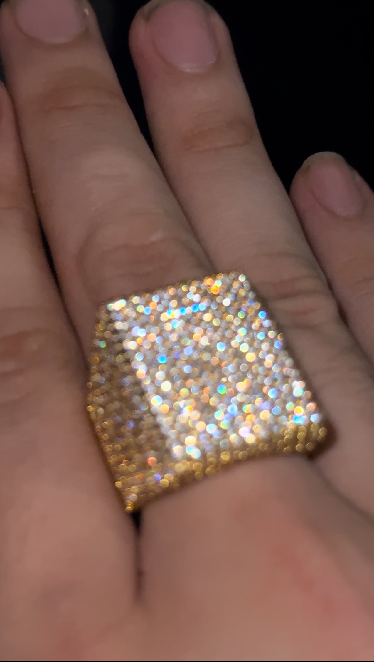 Anillo square gold , oro laminado 18k iced out, (22 micras)
