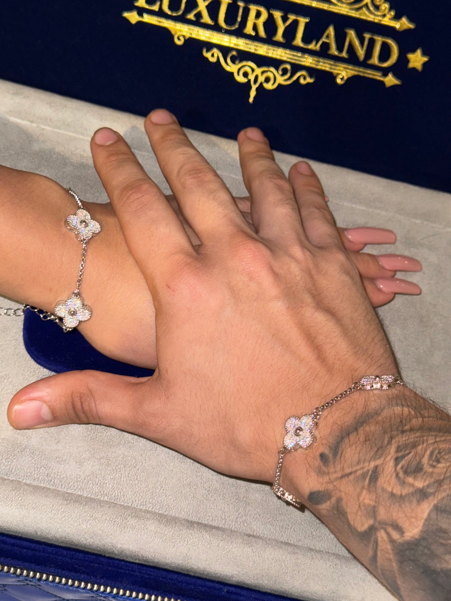 Combo de brazaletes VC. whitegold zircon CZ