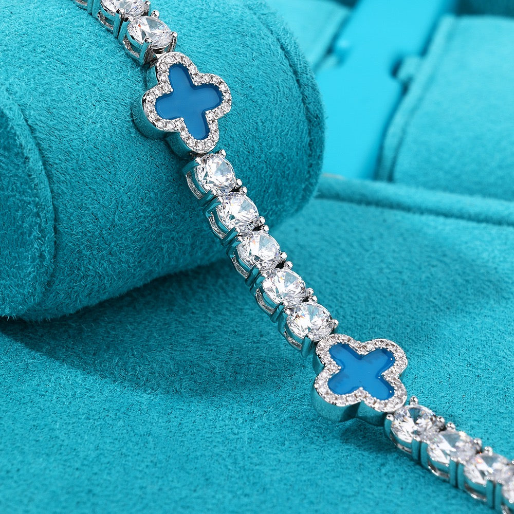 Brazalete VC. blue azul full iced tennis 5 mm whitegold 18k 2025