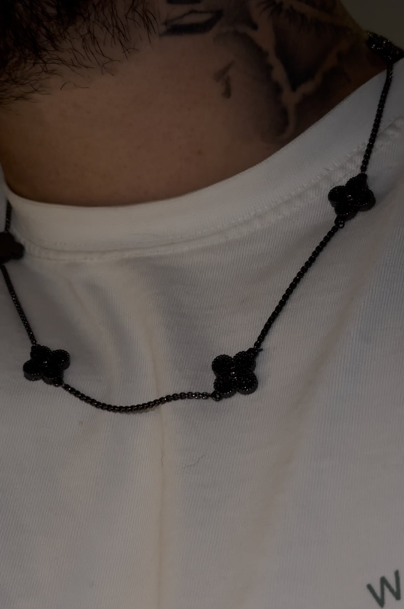 Conjunto (cadena y brazalete) VC. Clover black full iced