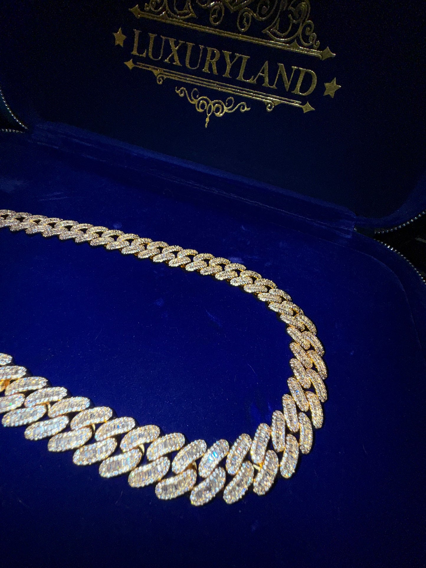 Cadena baguette cuban 18 mm laminado en oro 18k 22 micras