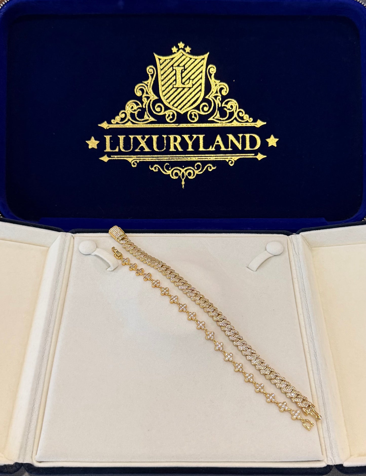 Combo de brazalete cuban link 8mm y brazalete mini VC full iced