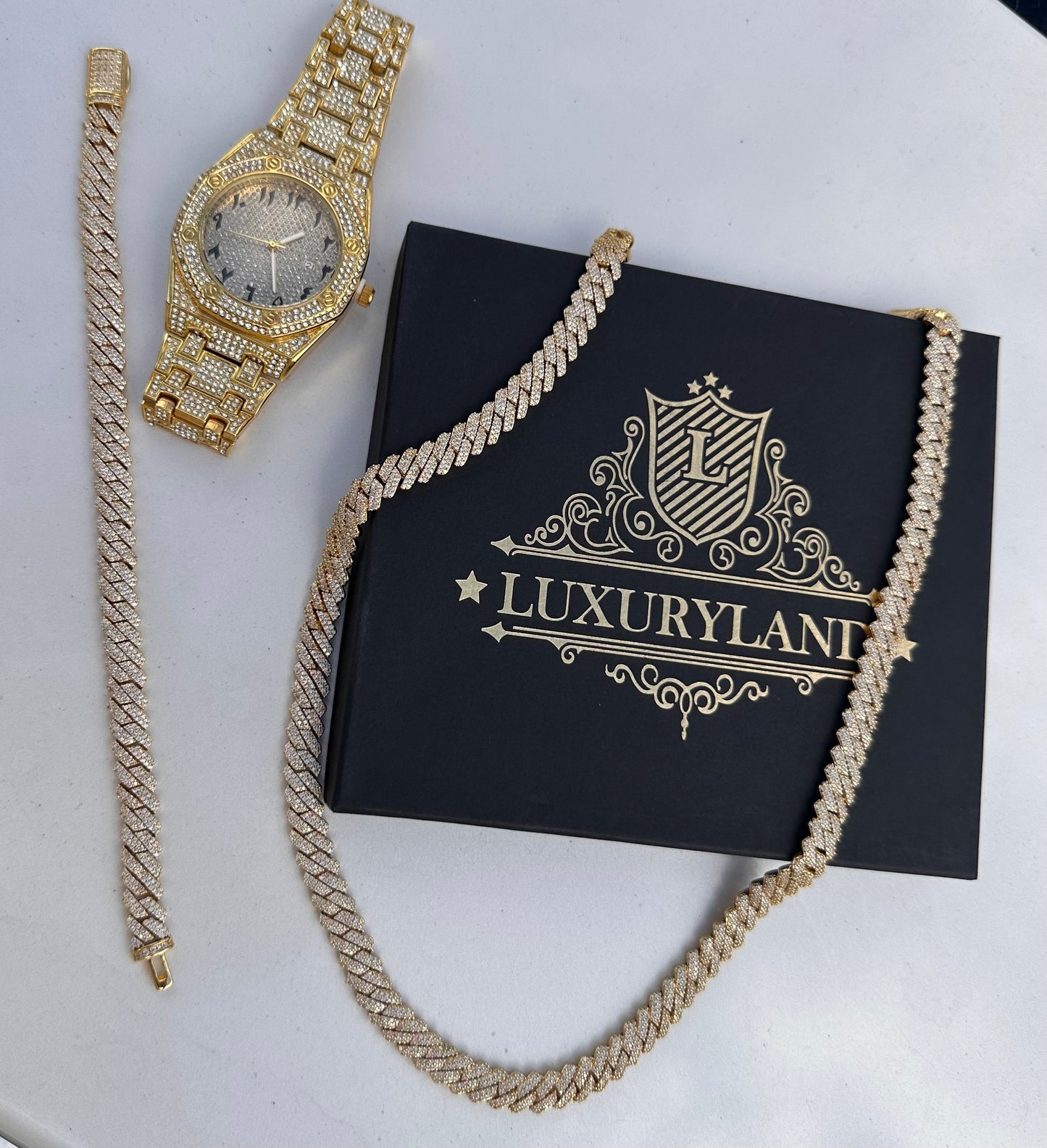 Conjunto Cadena, brazalete y reloj en promo