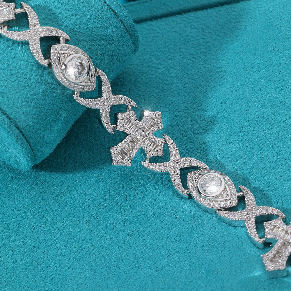 Cadena eyes and cross whitegold full iced 2025