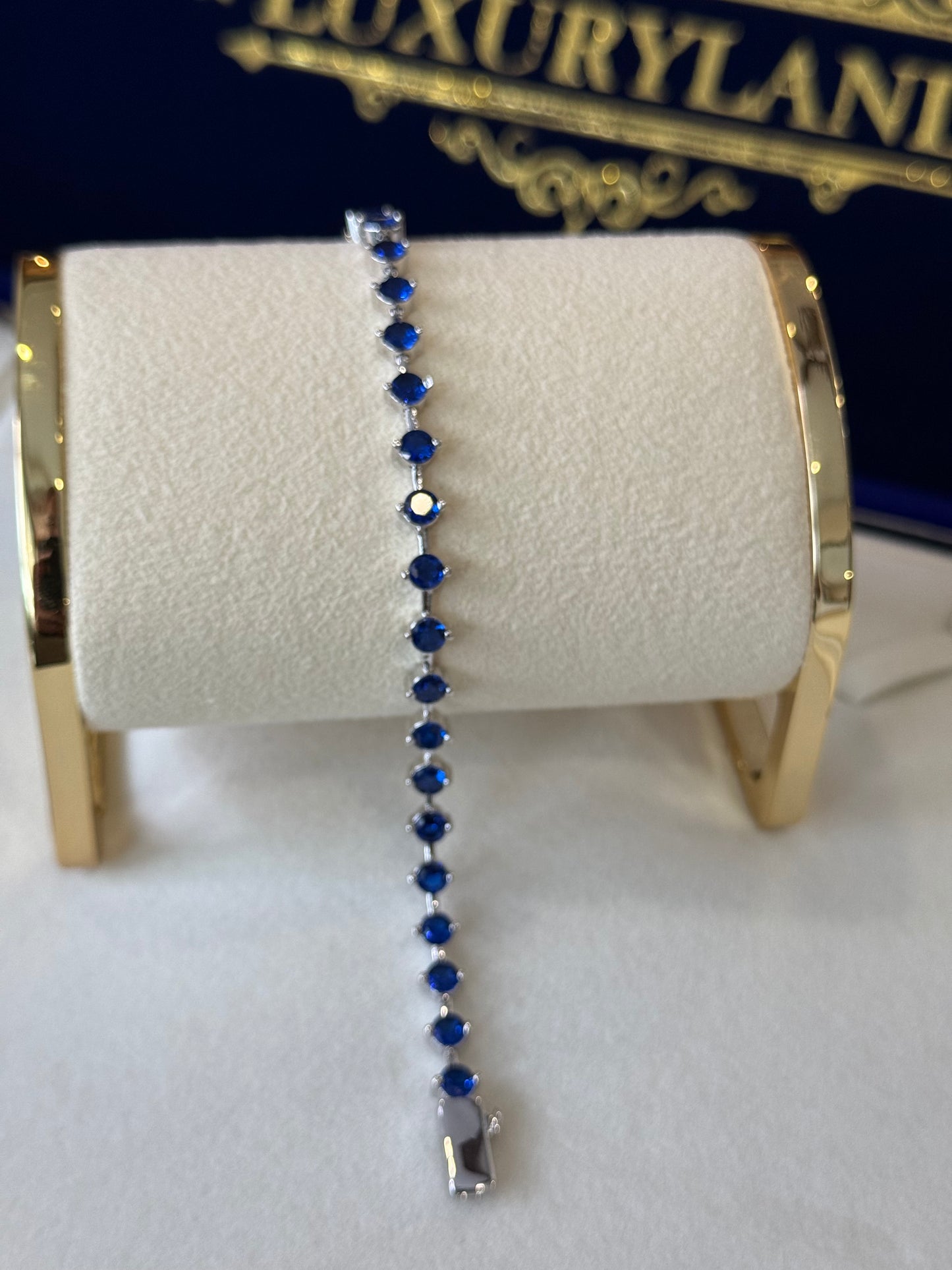 Brazalete gems NAVY blue x white gold