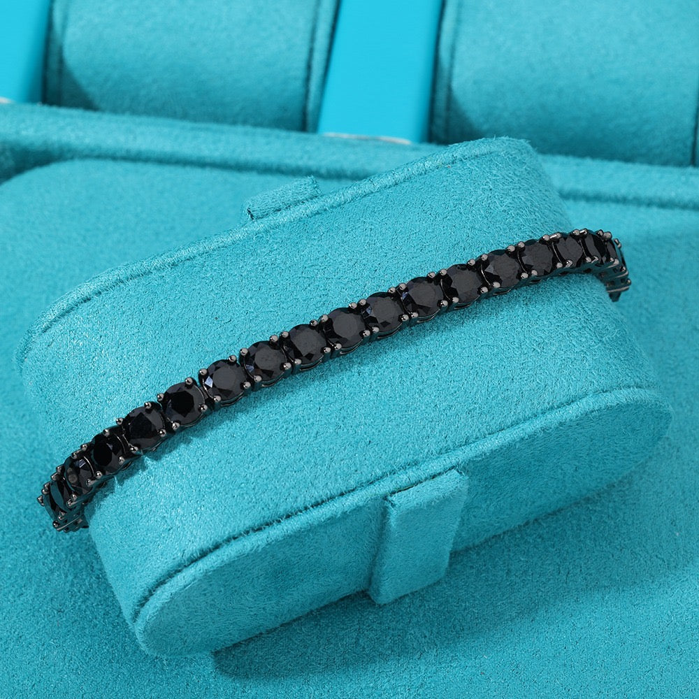Brazalete full black tennis 5 mm tennis plated 18k box clasp premium quality 2025
