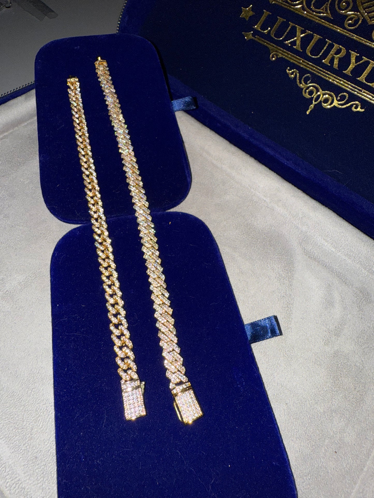 Combo brazaletes cuban link prong and Miami 8 mm (broche de caja)