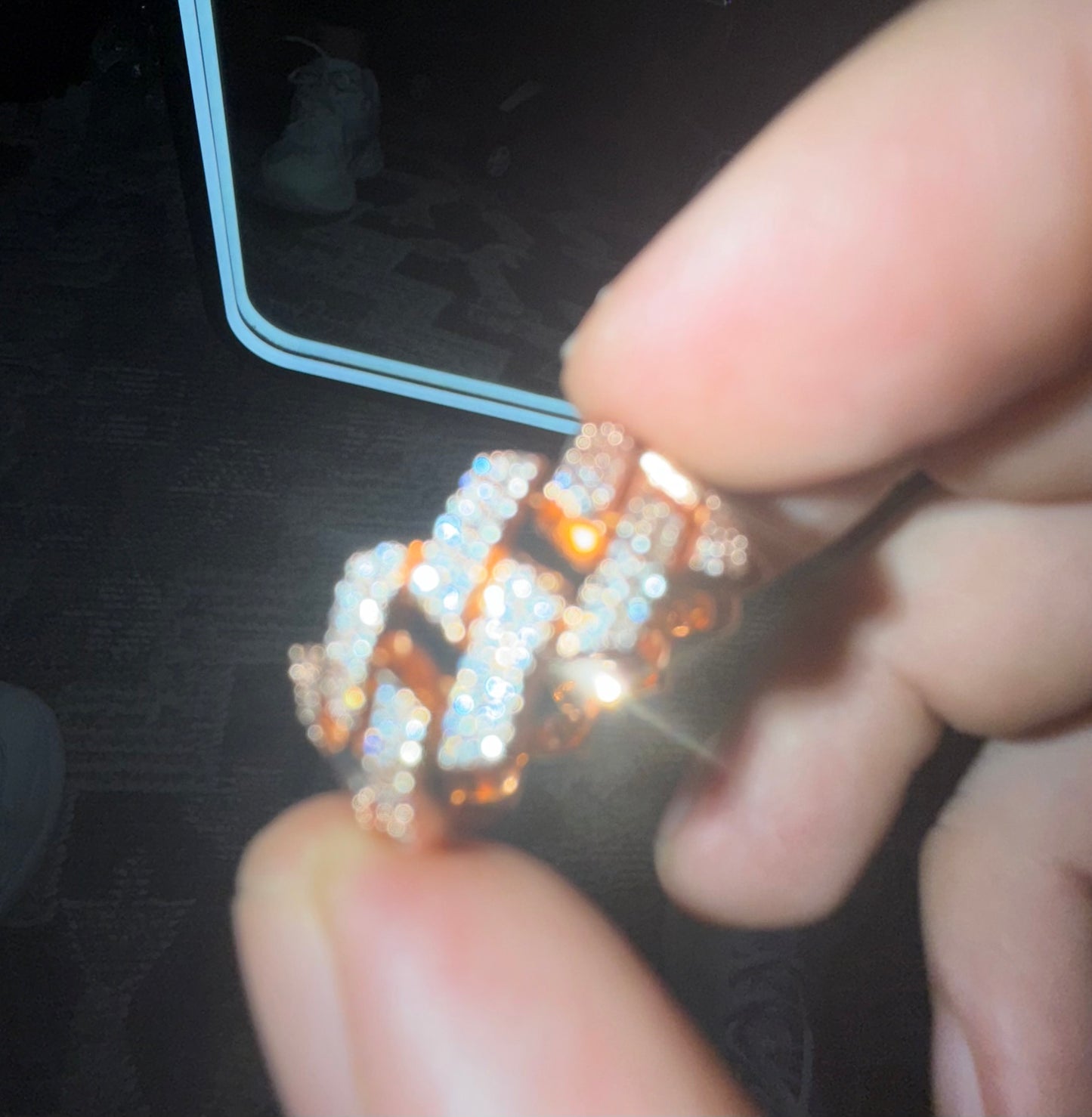 Anillo 15 mm prong link rose gold