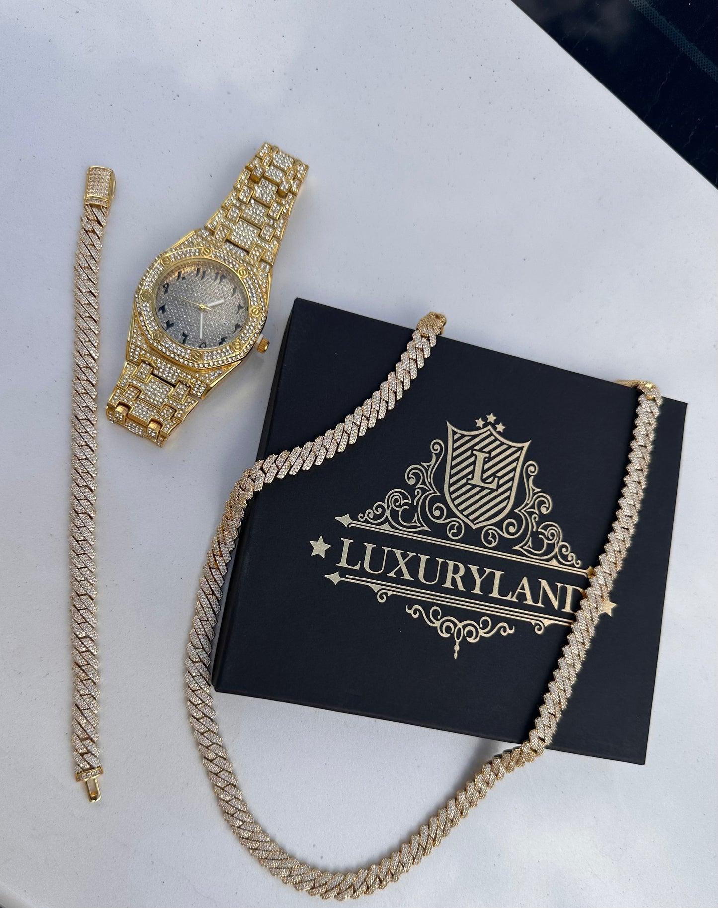 Conjunto Cadena, brazalete y reloj en promo