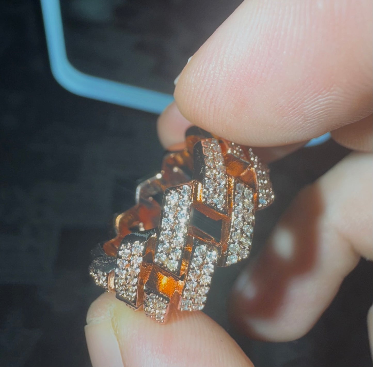 Anillo 15 mm prong link rose gold