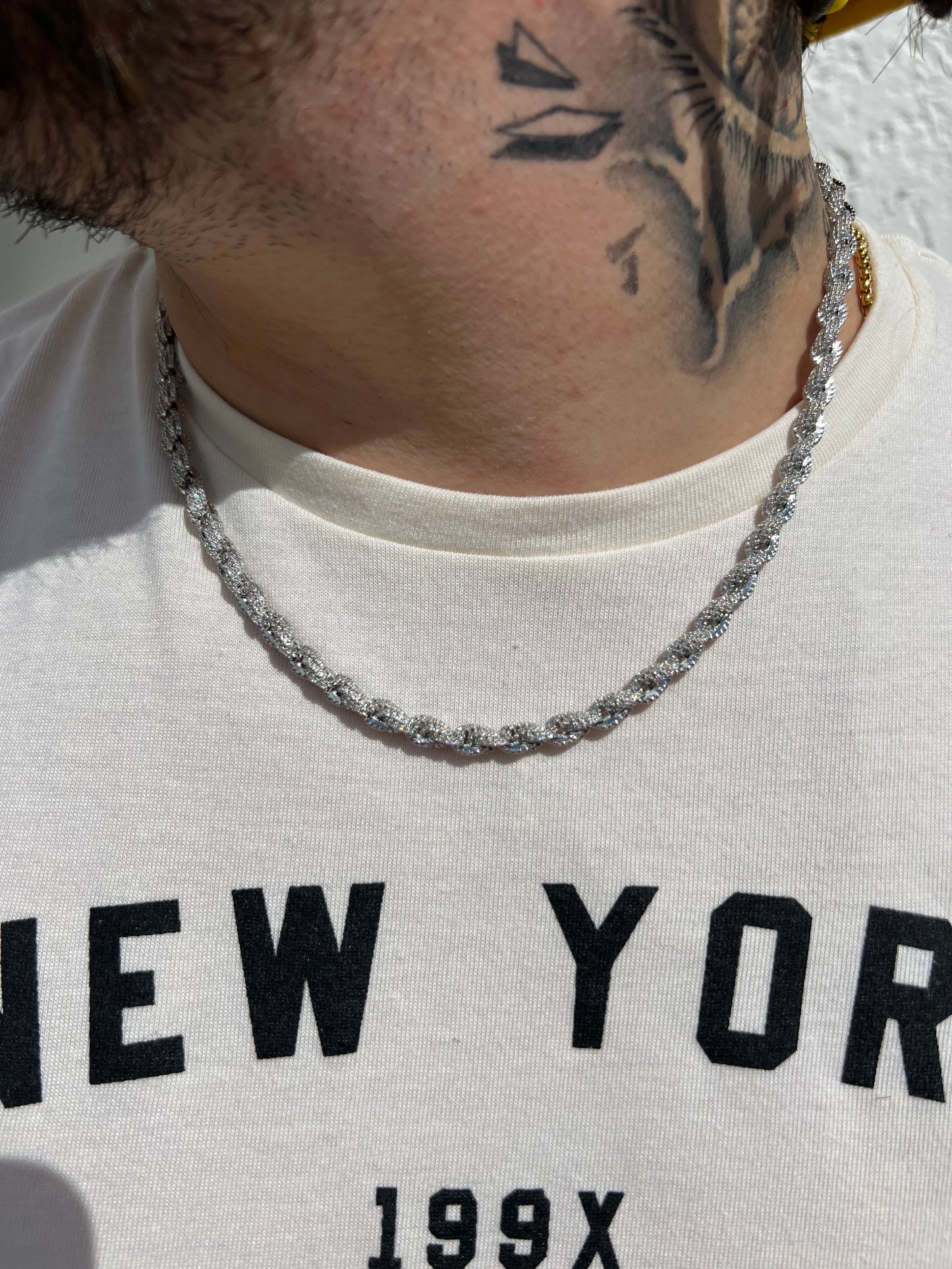 Cadena torzal full iced out 6 mm whitegold