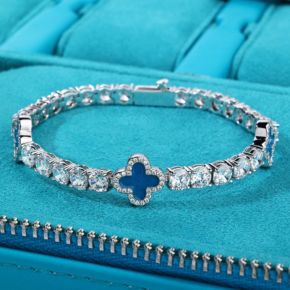 Brazalete VC. blue azul full iced tennis 5 mm whitegold 18k 2025