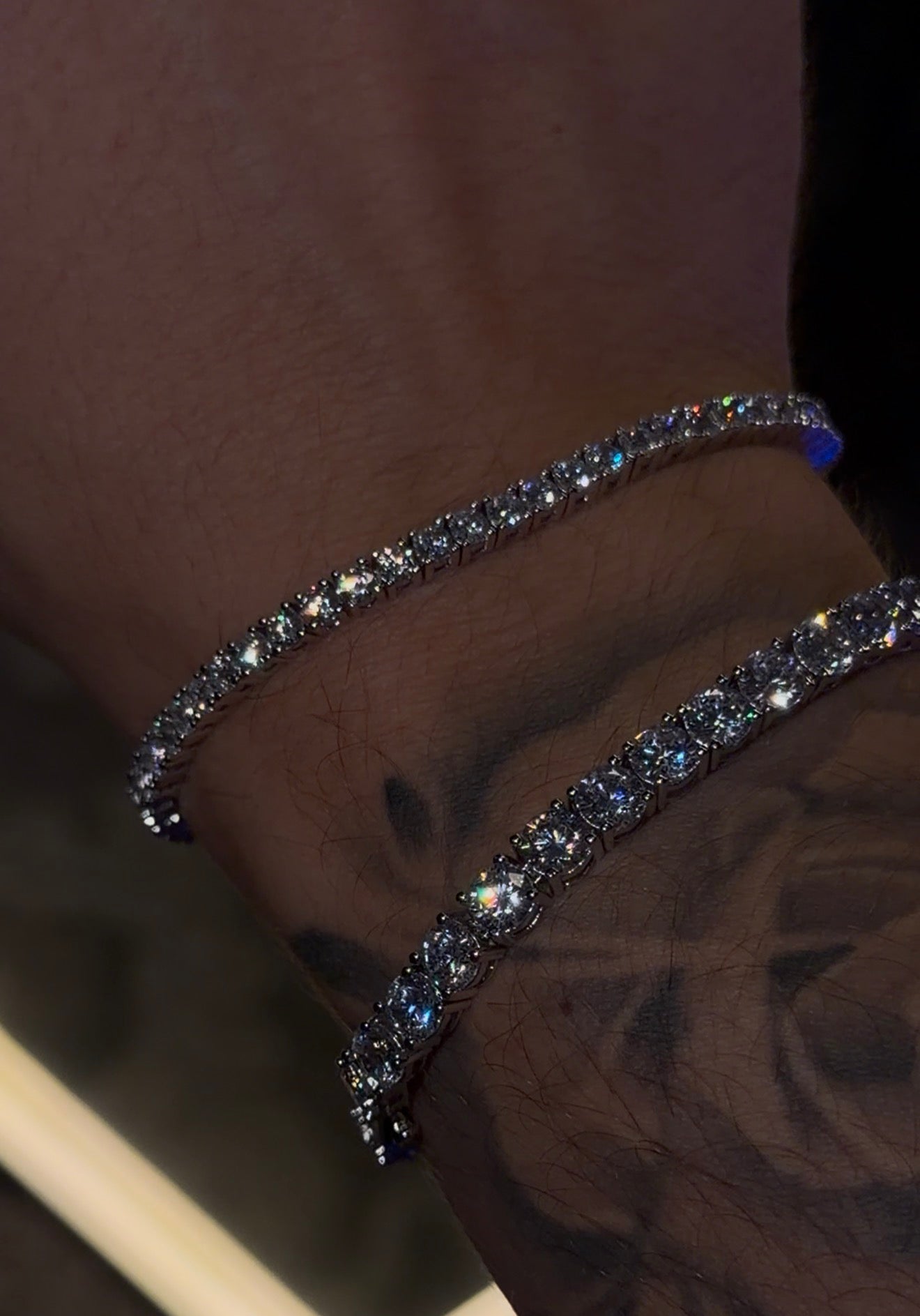 Combo dúo en promo brazaletes tennis 5mm y 3mm whitegold plated 18k (white color)