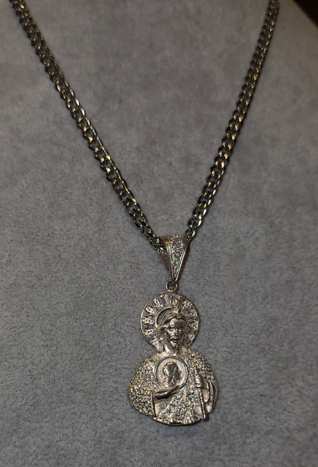 Dije de san Judas en plata 925 con cadena 3mm de regalo