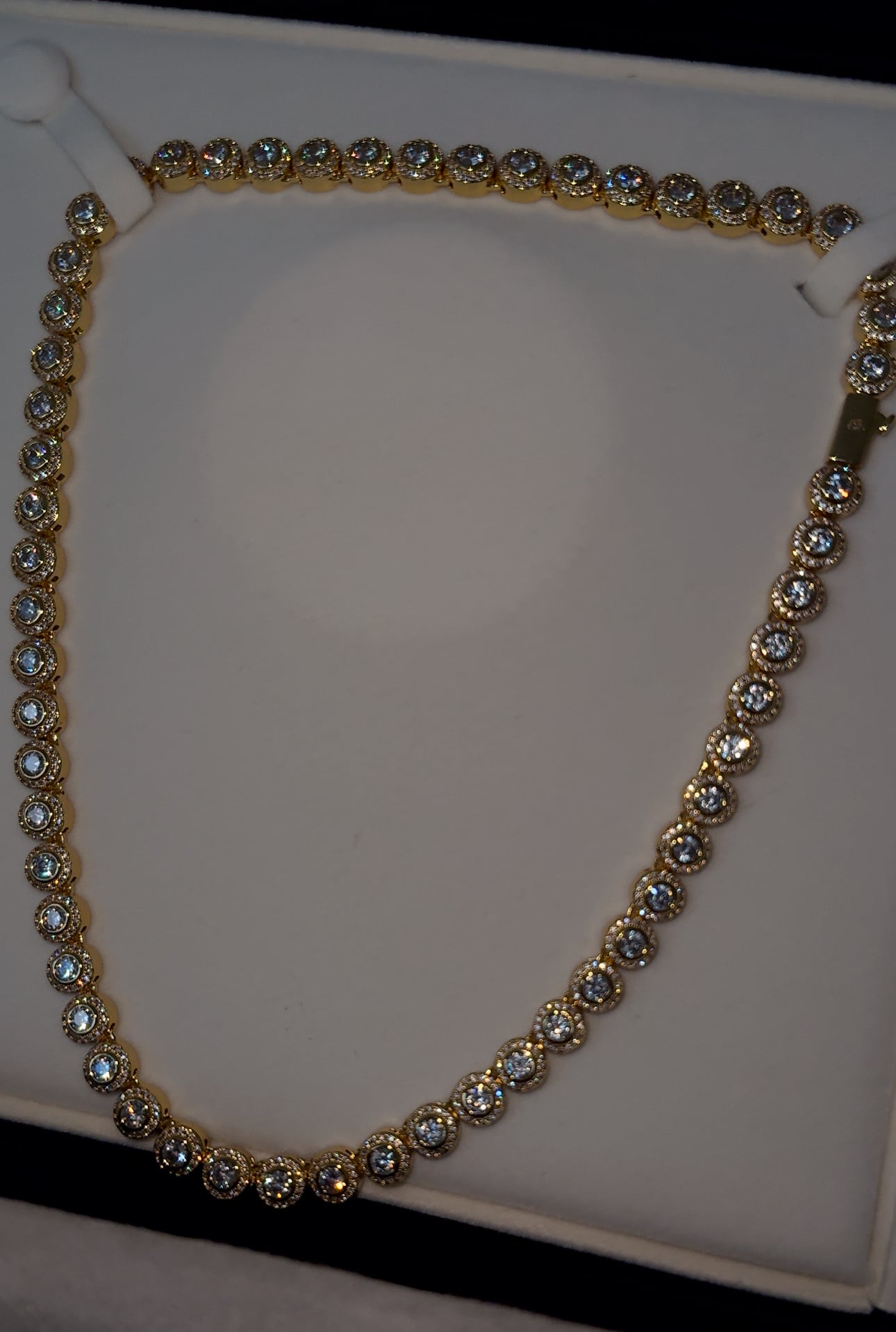 Cadena y brazalete circle tennis chain golden plated circonita cubica (CZ)