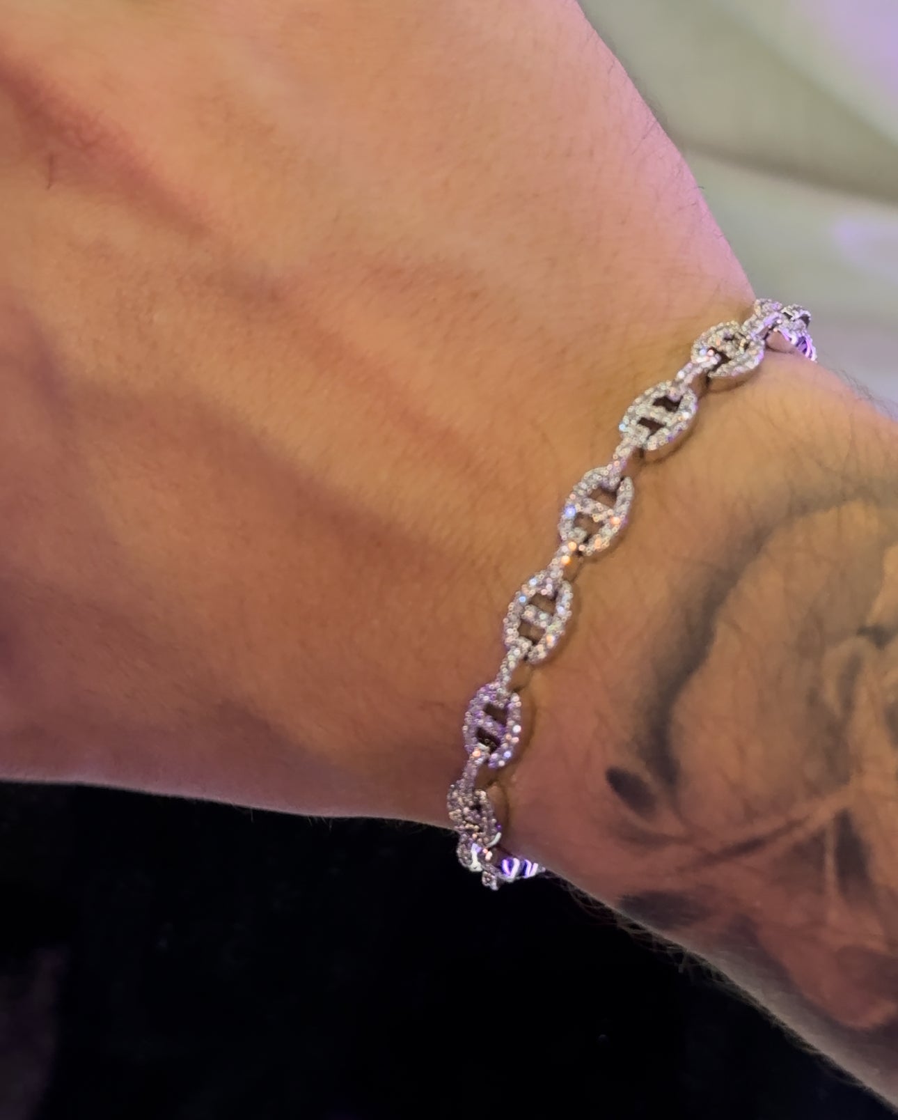 Brazalete mini GCC link whitegold plated 18 k