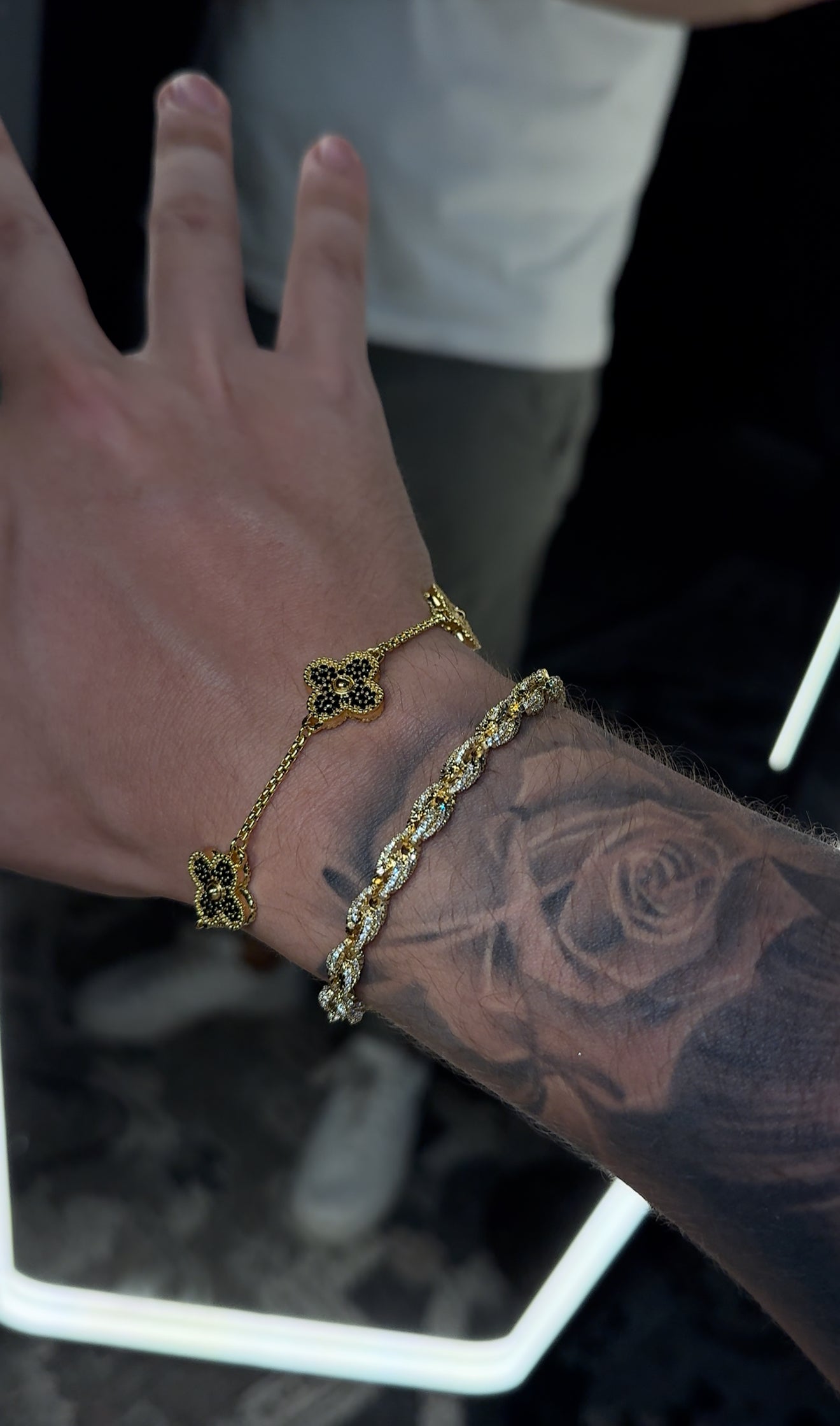 Combo rope torzal 6 mm full iced y brazalete VC. gold and black
