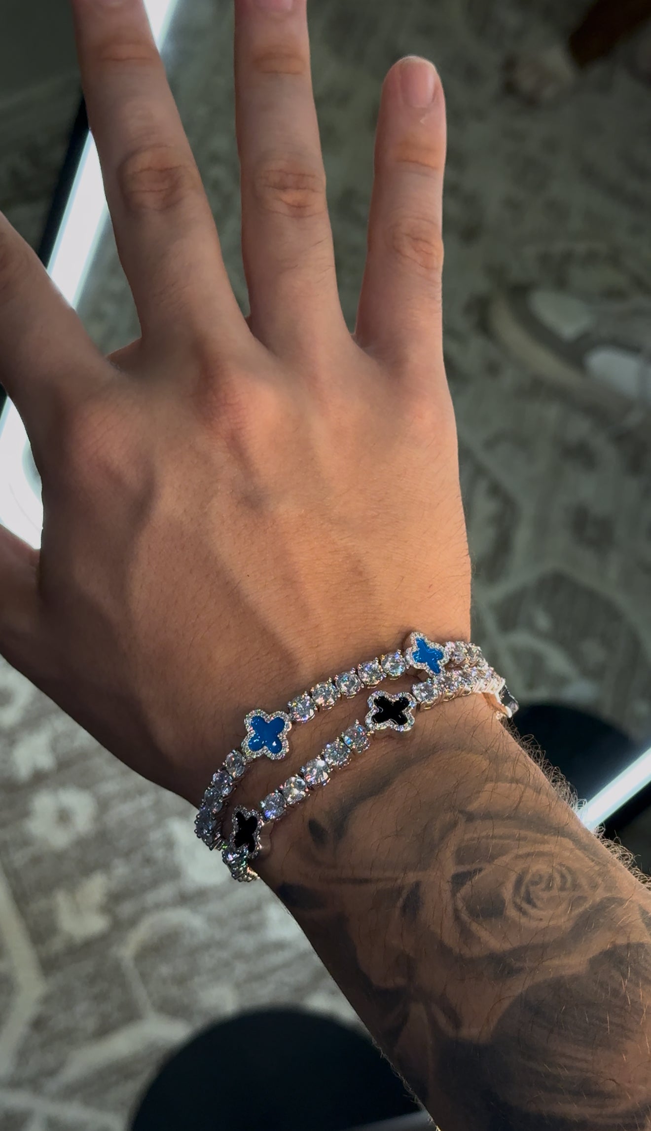 Combo de brazaletes VC. tennis and white zircon CZ