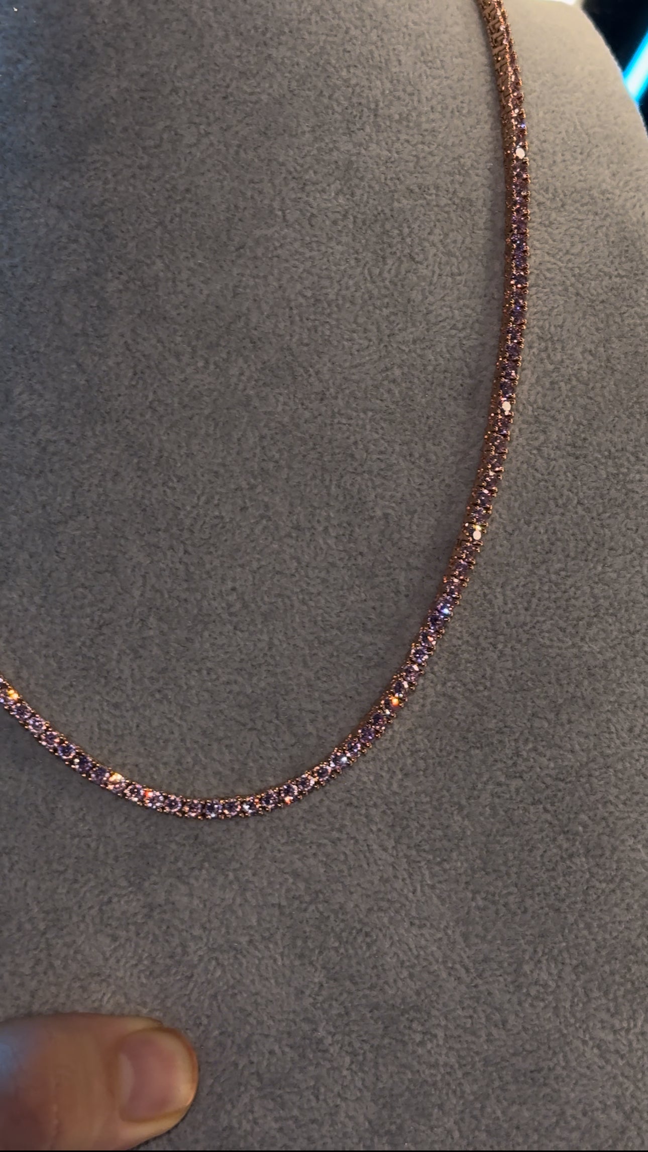 Cadena tennis pink rosa 3 mm rose gold plated 18k (box clasp)