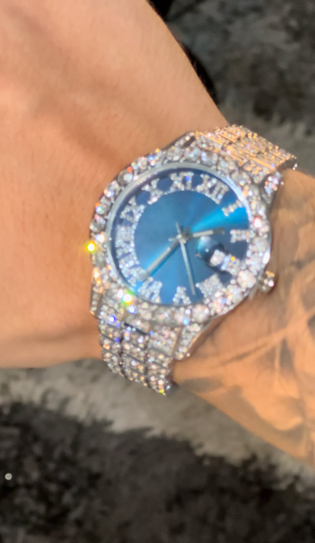 Reloj Swiss Style white gold x king blue full iced