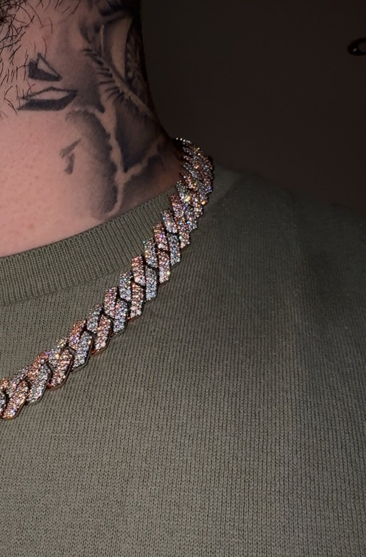14 mm prong link chain bi-rose and whitegold