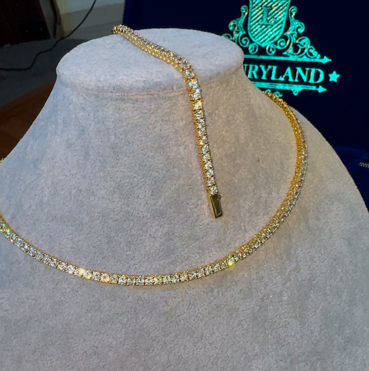 Conjunto Cadena y brazalete tennis 3 mm, oro laminado 18 k ( 22 micras )