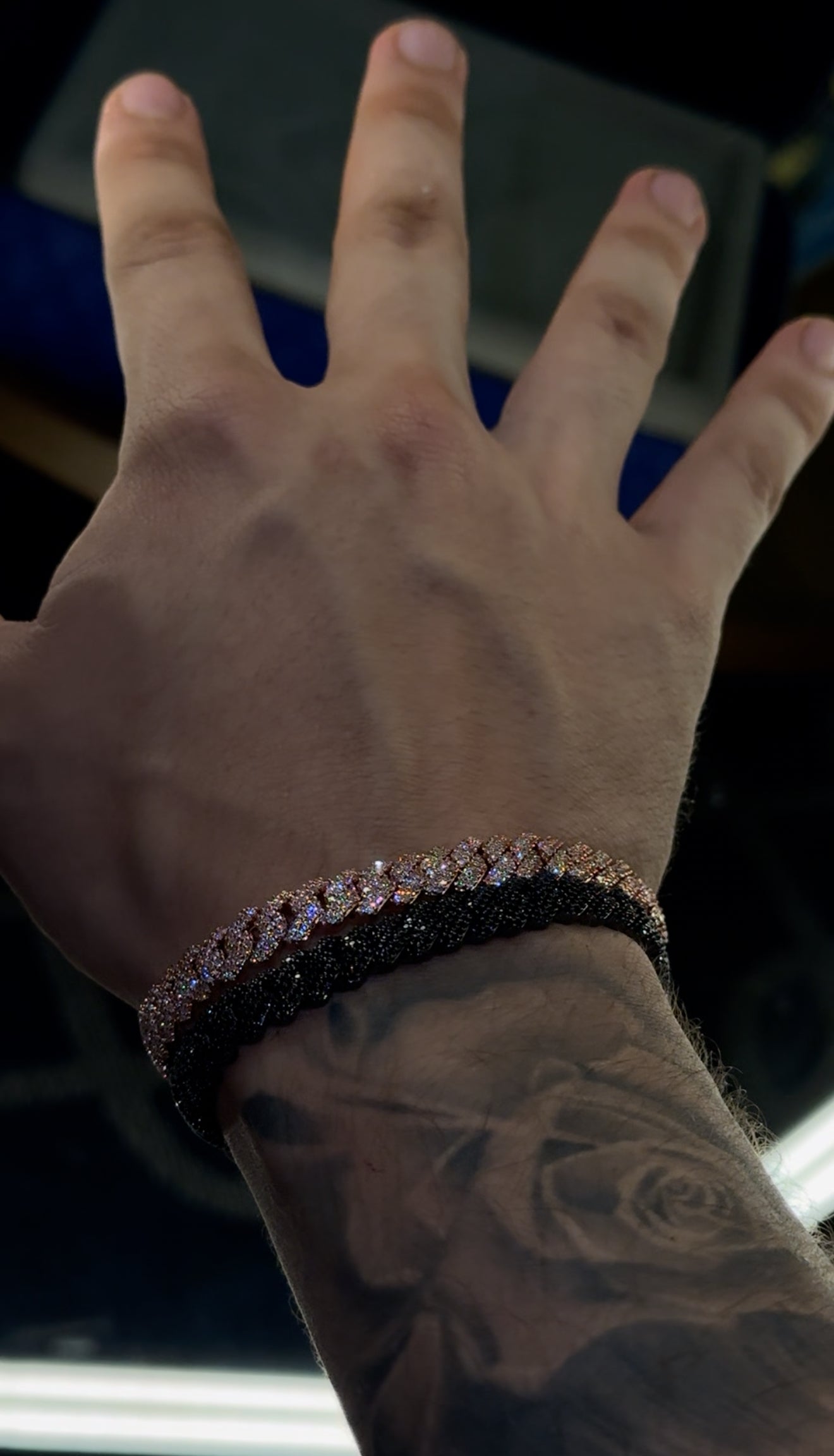 Combo de brazaletes prong link 8 mm ROSE GOLD Y BLACK