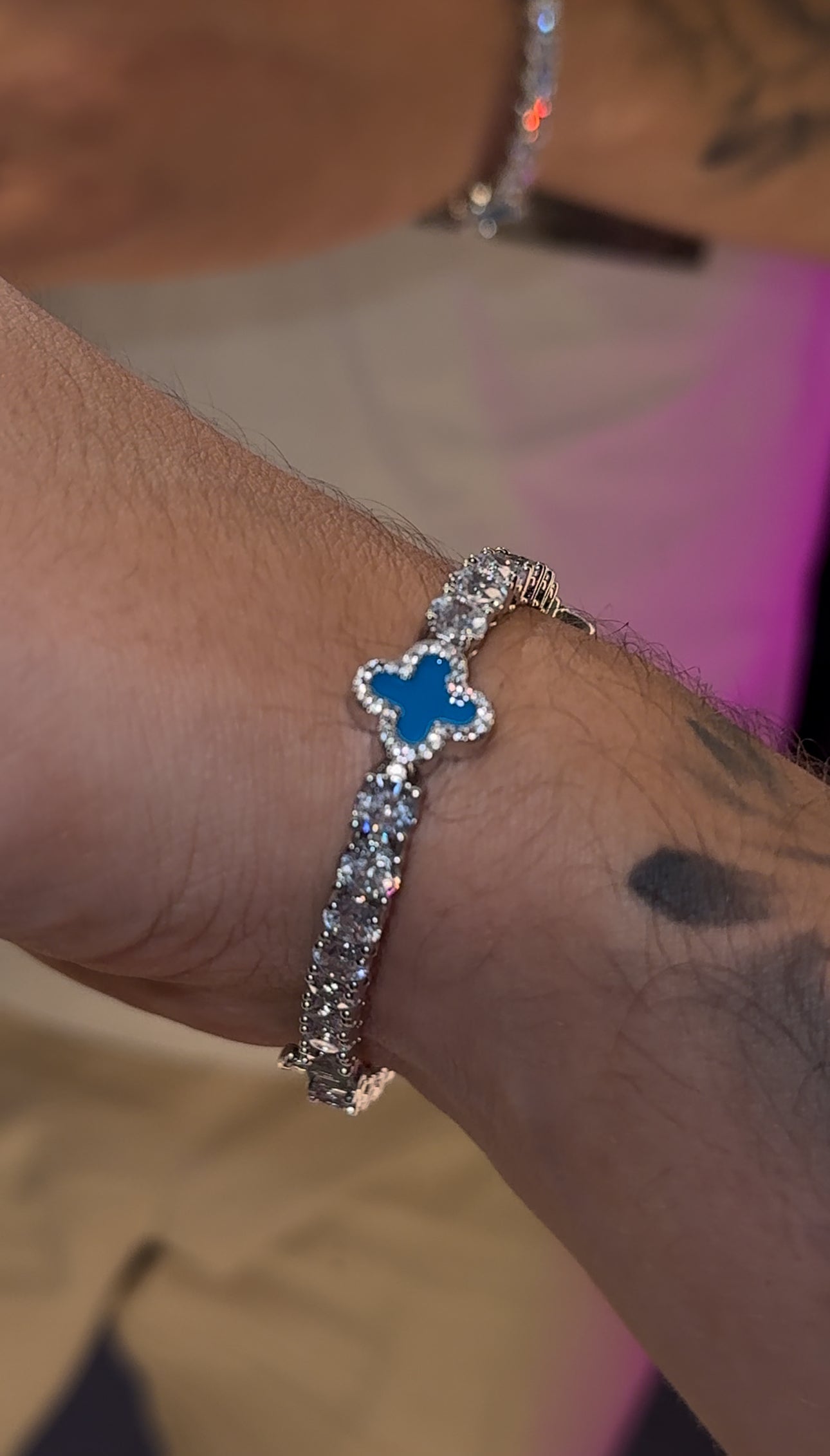 Brazalete VC. blue azul full iced tennis 5 mm whitegold 18k