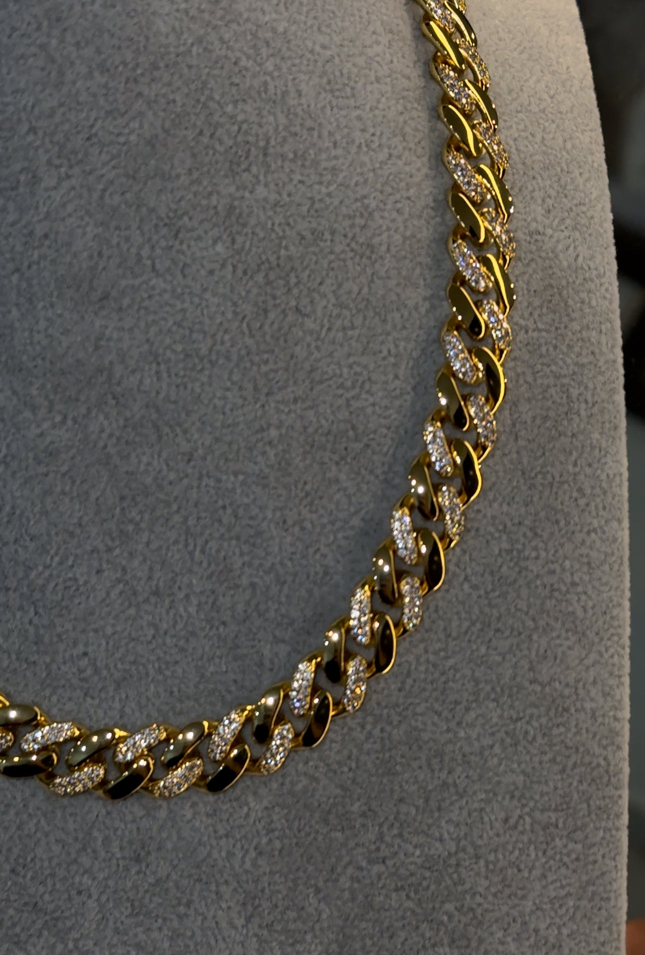 Cadena bi-incrustaciones 50 cm oro laminado 18 k (22 micras)