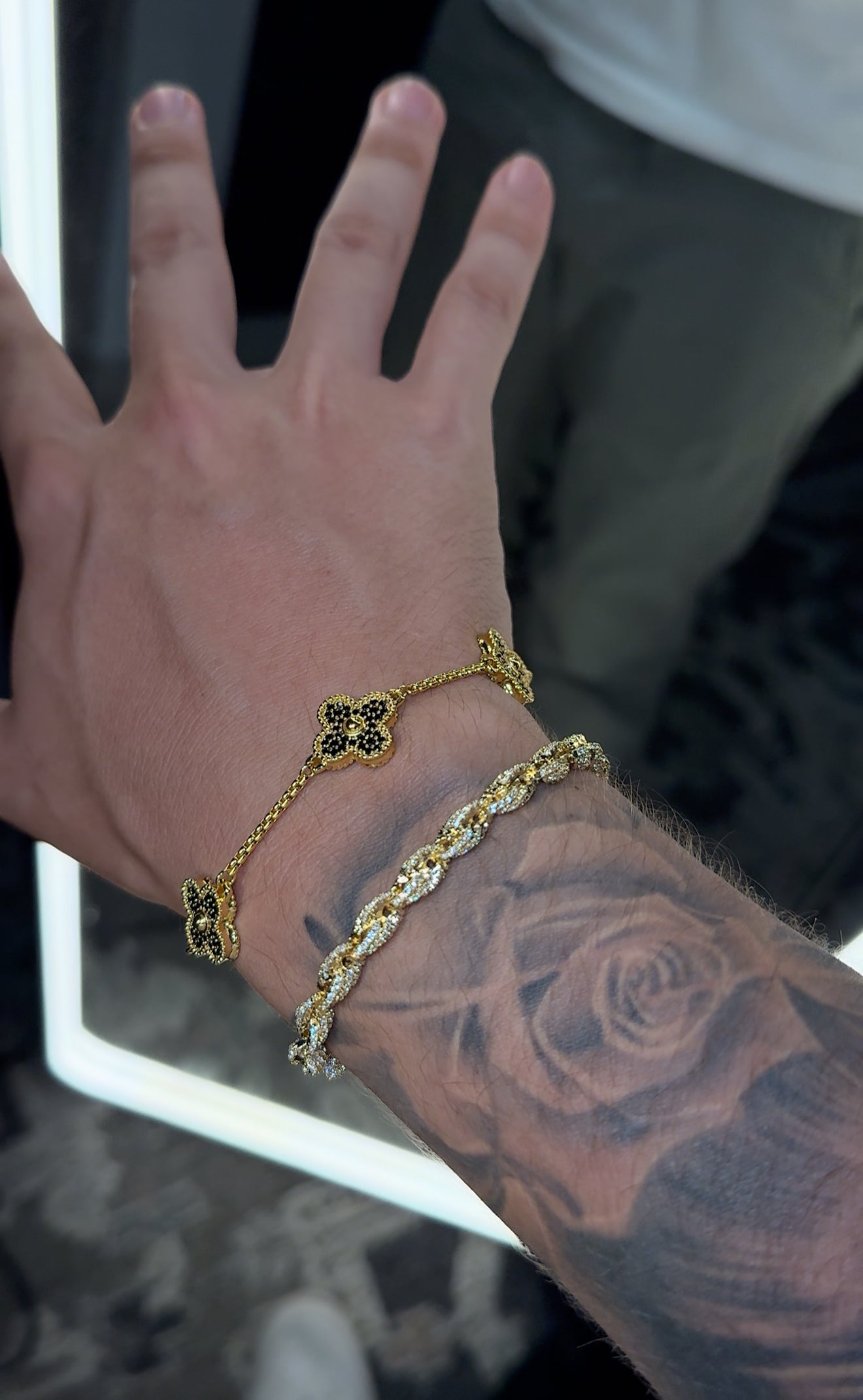 Combo rope torzal 6 mm full iced y brazalete VC. gold and black