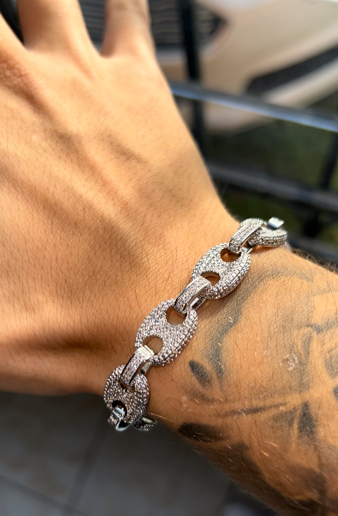 Brazalete GCC link white gold full iced