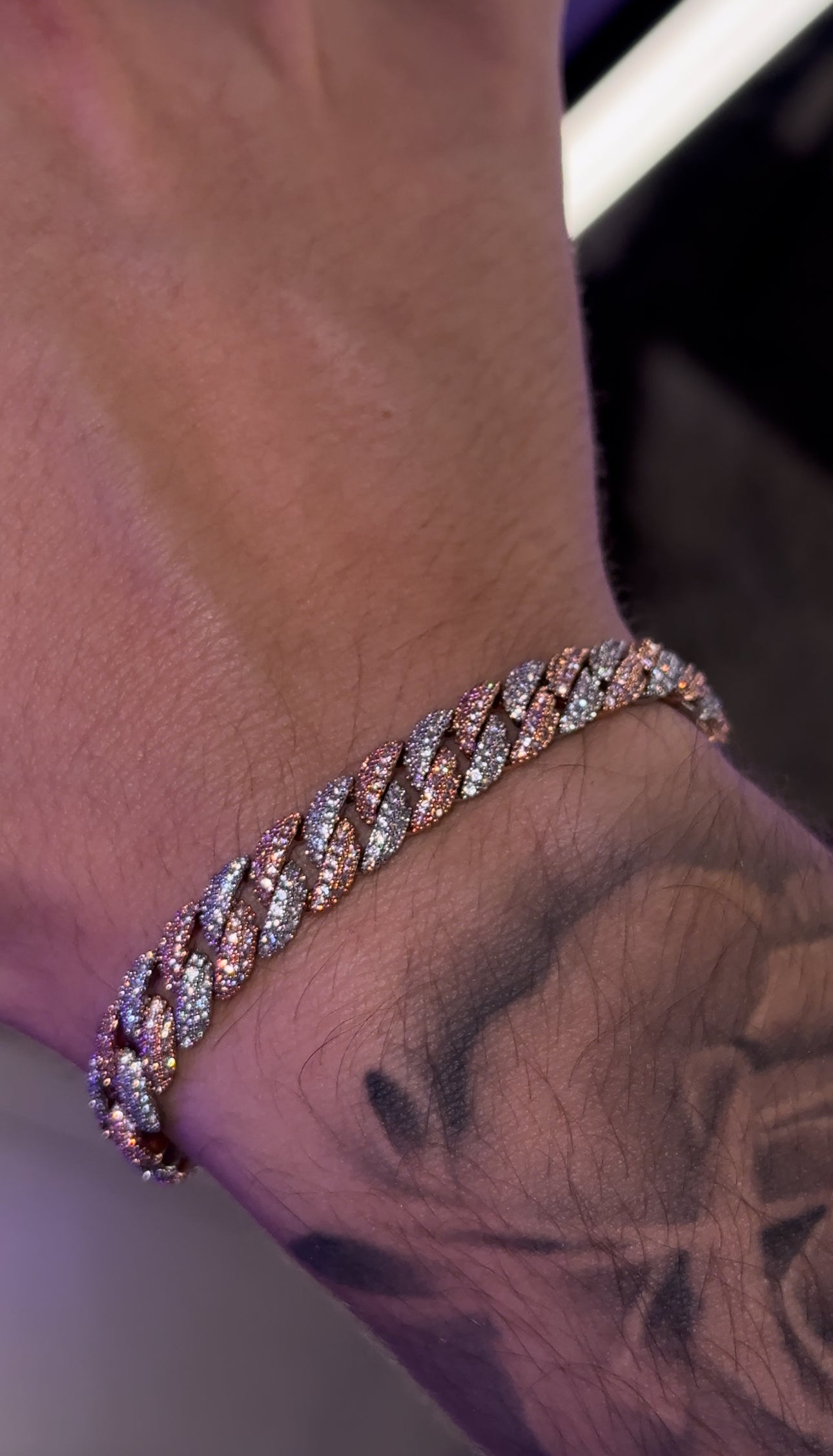 Brazalete bicolor rose and white 8 mm prong link