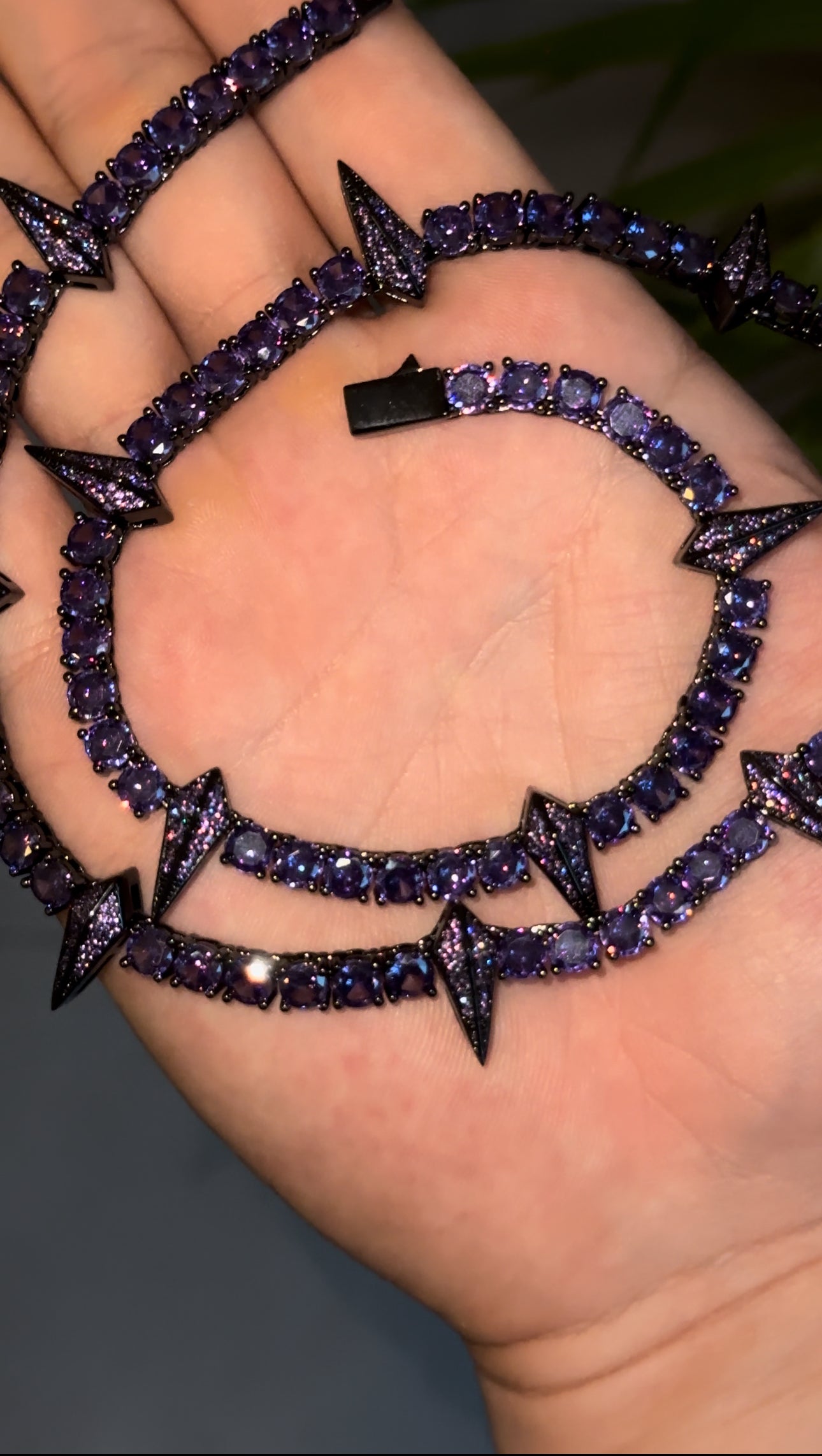 Cadena black Panther full iced 5 ‘mm 50 cm purple plated 18k