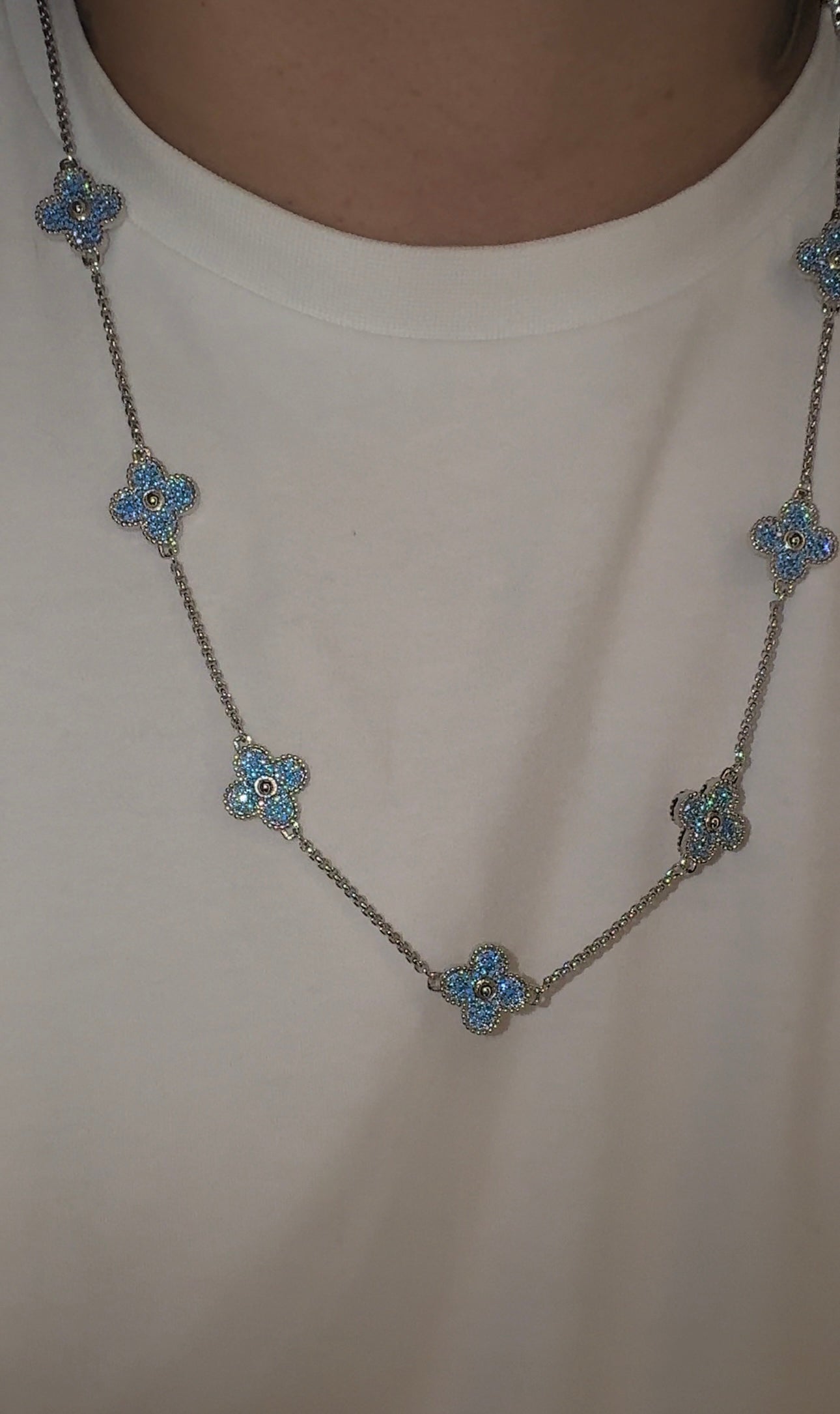 Cadena VC blue whitegold plated 18 k 22 micras 60 cm