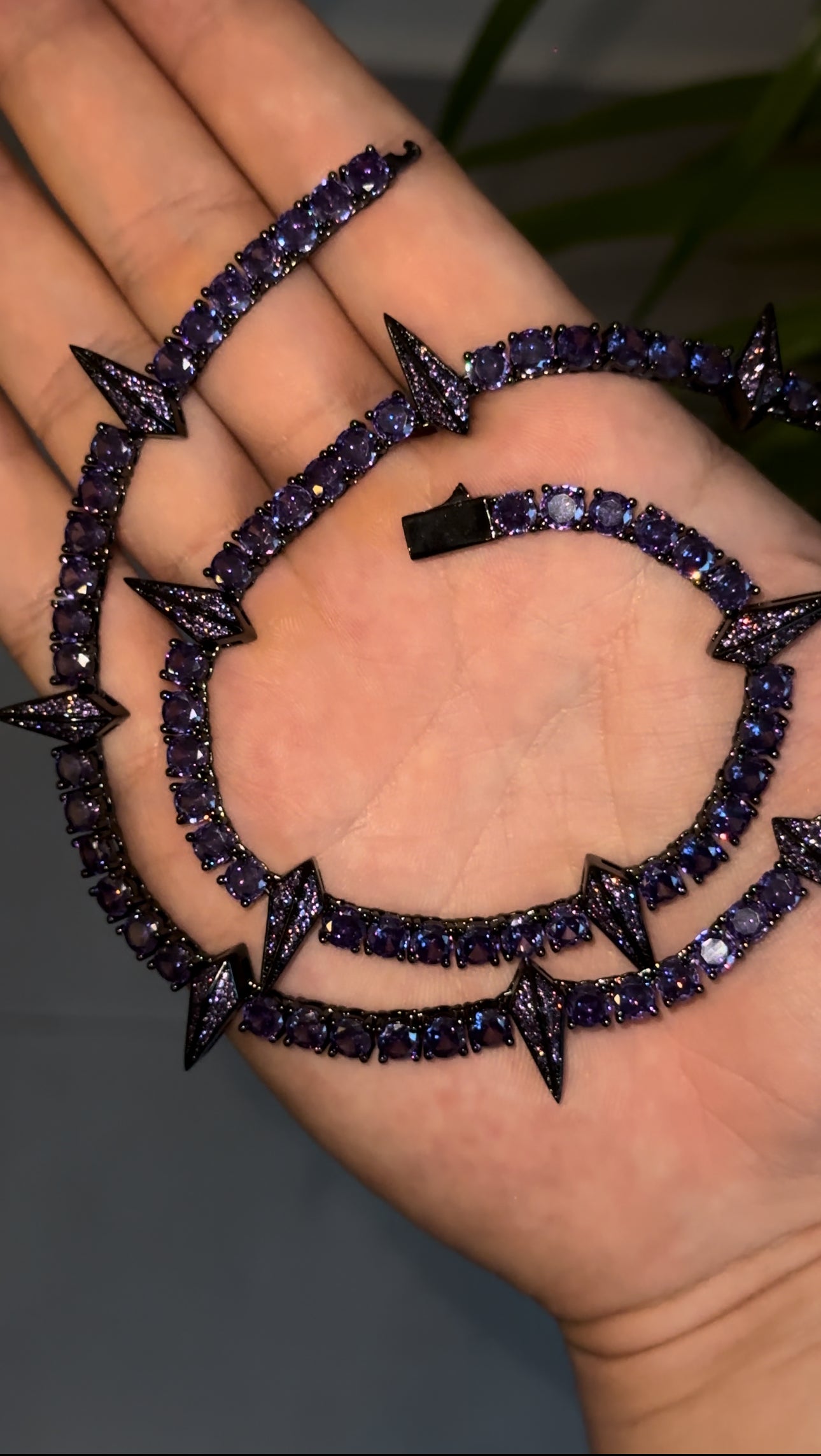 Cadena black Panther full iced 5 ‘mm 50 cm purple plated 18k