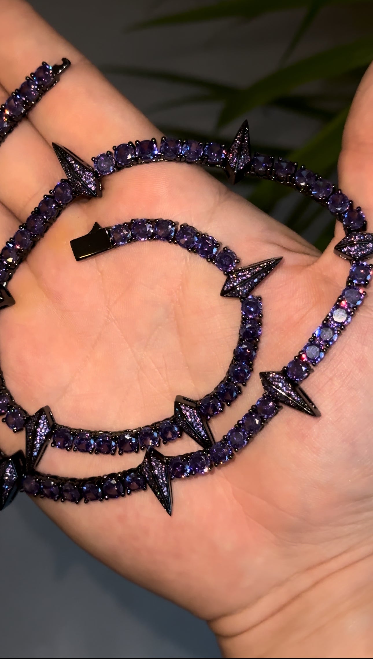 Cadena black Panther full iced 5 ‘mm 50 cm purple plated 18k