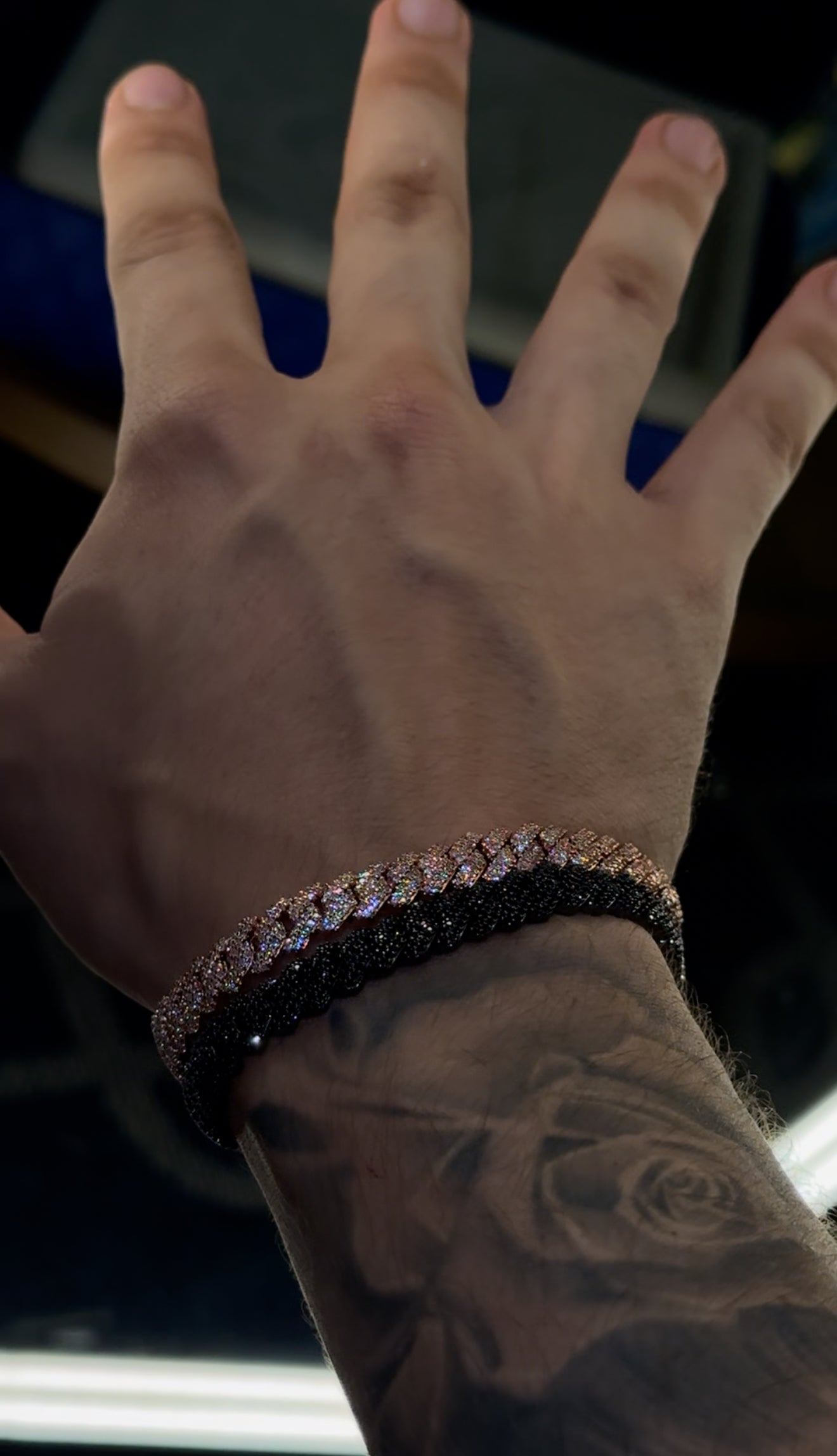 Combo de brazaletes prong link 8 mm ROSE GOLD Y BLACK
