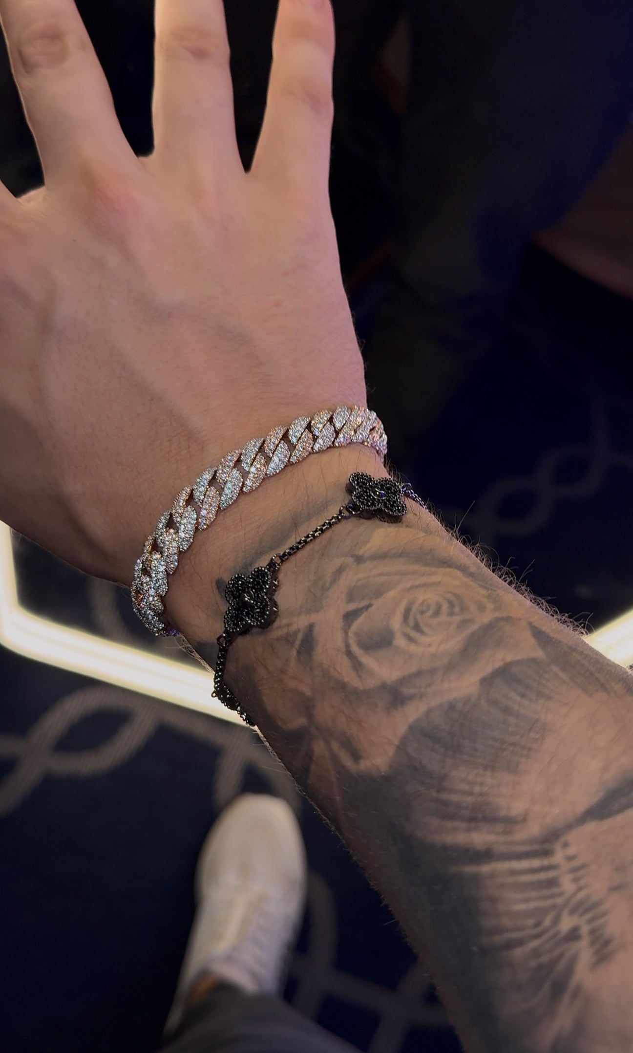 Combo cuban link 8 mm bicolor rose and white y brazalete VC BLACK.