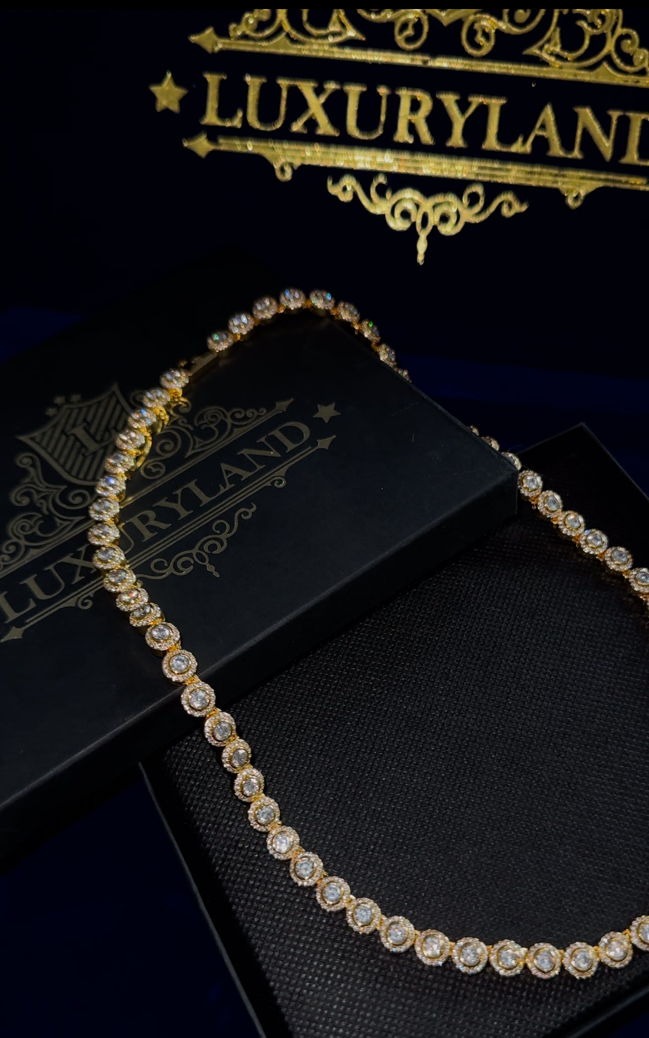 Circle tennis chain golden plated circonita cubica (CZ)
