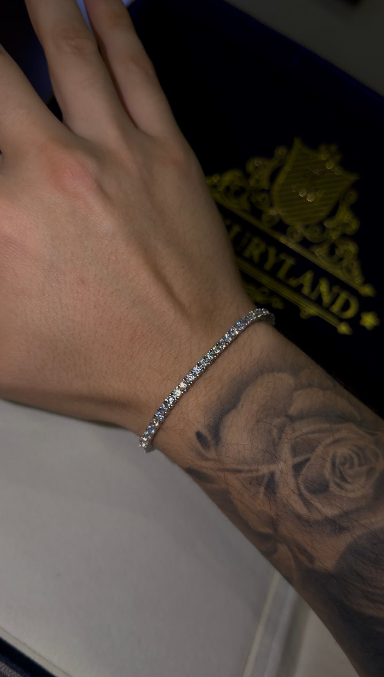 Cadena de mano estilo tennis 3 mm, oro blanco laminado 18k ( 16 micras) 2026