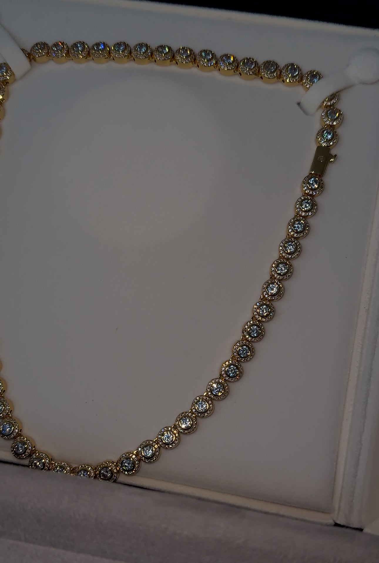 Cadena y brazalete circle tennis chain golden plated circonita cubica (CZ)