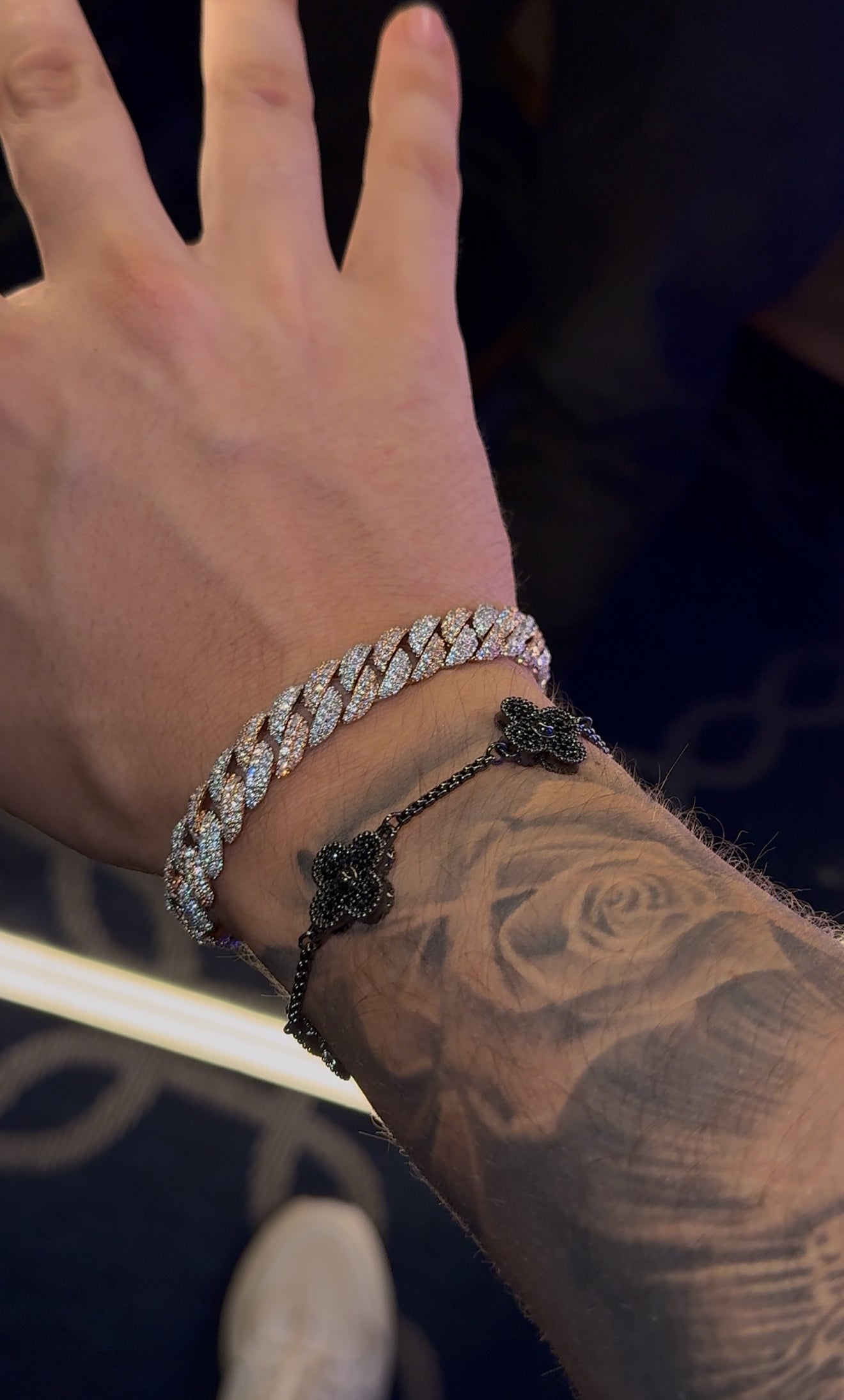 Combo cuban link 8 mm bicolor rose and white y brazalete VC BLACK.